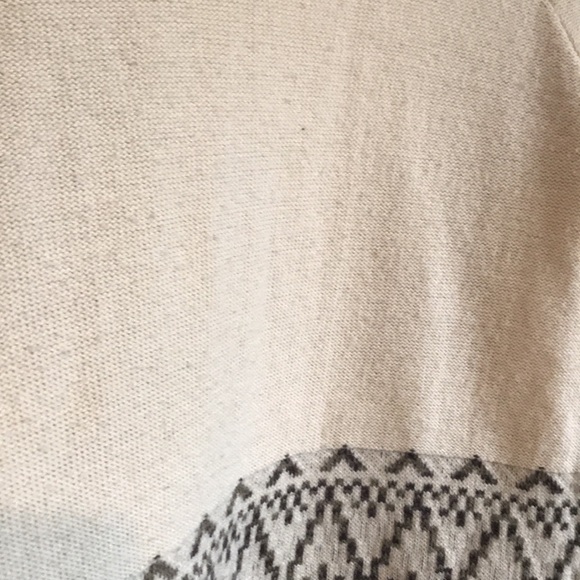 Harlow wool blend Open Front Cardigan with Fringe Black gray Cream Aztec Size S - Picture 9 of 13